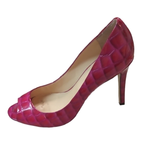 Enzo Angiolini EA MERRYANN Leather Peeptoe Heels size 8.5 EUC BARBIECORE - Picture 3 of 6